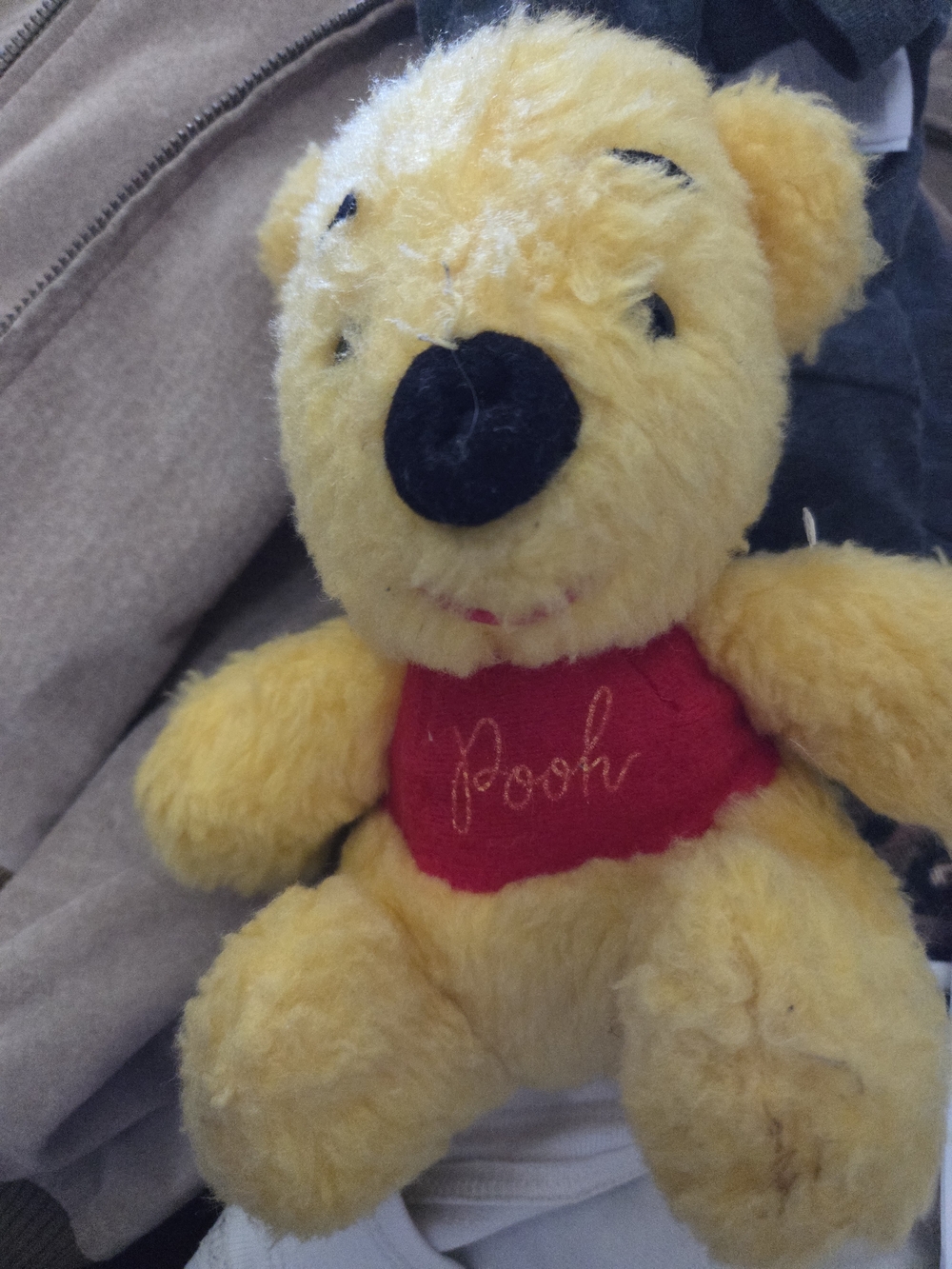 Sears Winnie the Pooh Plush in Yellow with Red Logo Late 70 Early 80s
